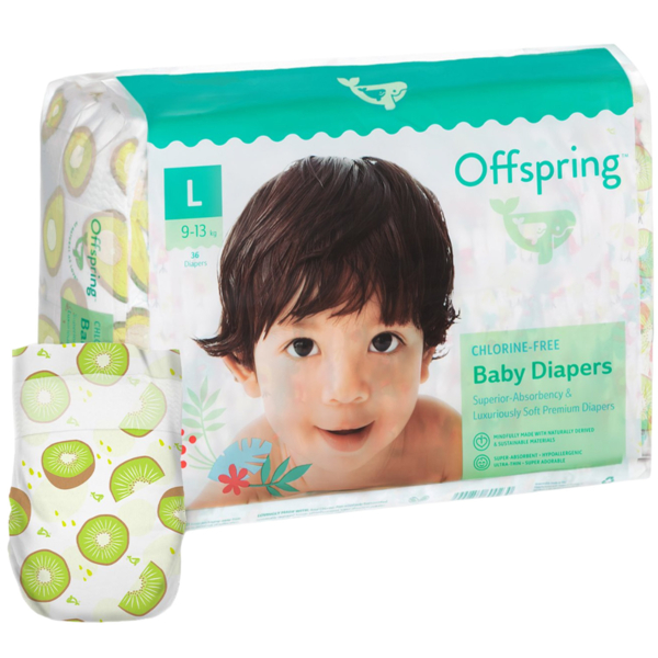 Підгузки на липучках Offspring Hairykiwi 4 (9-13 кг), 36 шт. - Pampik