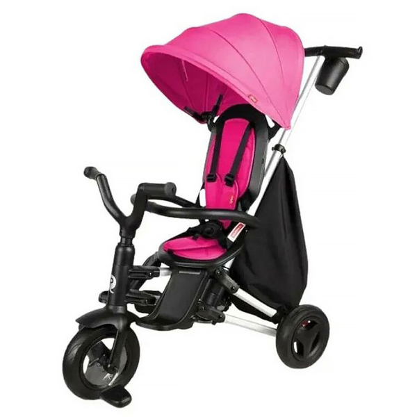 Велосипед складаний триколісний дитячий Qplay Nova+ Rubber Floral Pink (S700-13Nova+FloralPink) - Pampik
