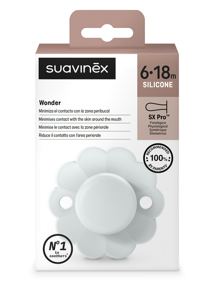 Пустушка фізіологічна Suavinex Wonder, силіконова, 6-18 місяців, світло-блакитний (308387) - Pampik - 3