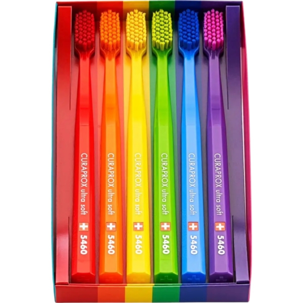 Набір зубних щіток Curaprox Rainbow Edition CS 5460 ultra soft, 0.10 мм, 6 шт. - Pampik