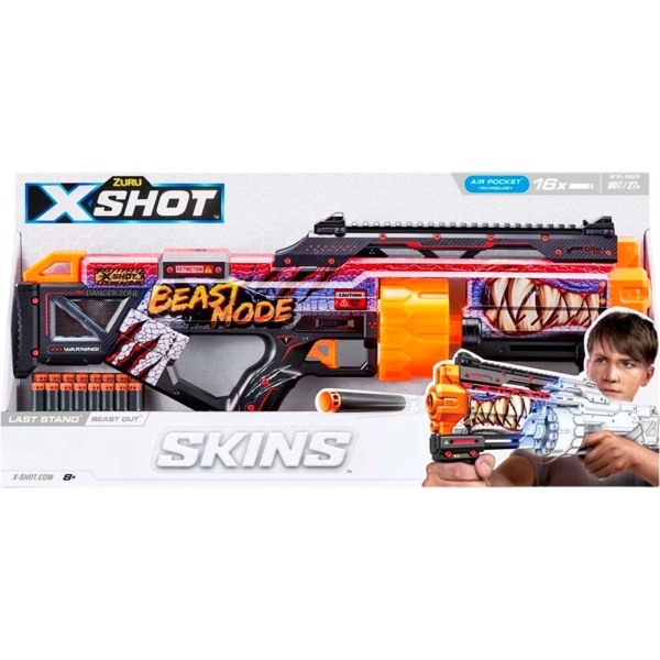 Швидкострільний бластер Zuru X-Shot Skins Last Stand Beast Out 16 патронів (36518J) - Pampik