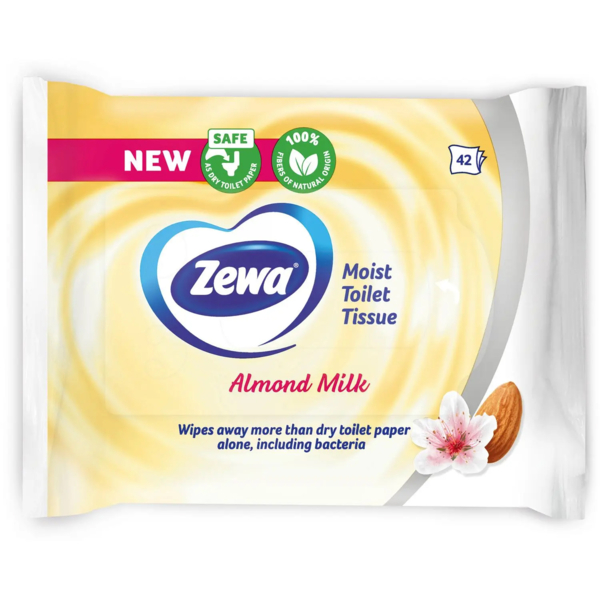 Влажная туалетная бумага Zewa Almond Milk Moist, 42 шт. - Pampik - 2