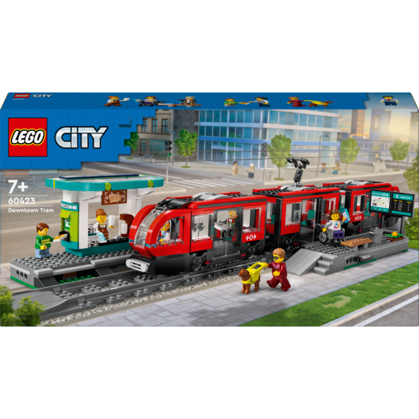 Конструктор LEGO City Трамвай і вокзал у центрі міста, 811 деталей (60423) - Pampik