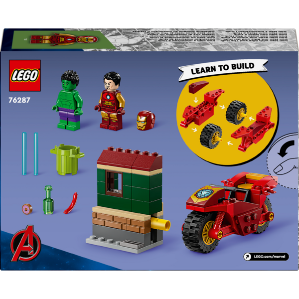 Конструктор LEGO Super Heroes Marvel Железный Человек на мотоцикле и Халк, 68 деталей (76287) - Pampik - 2