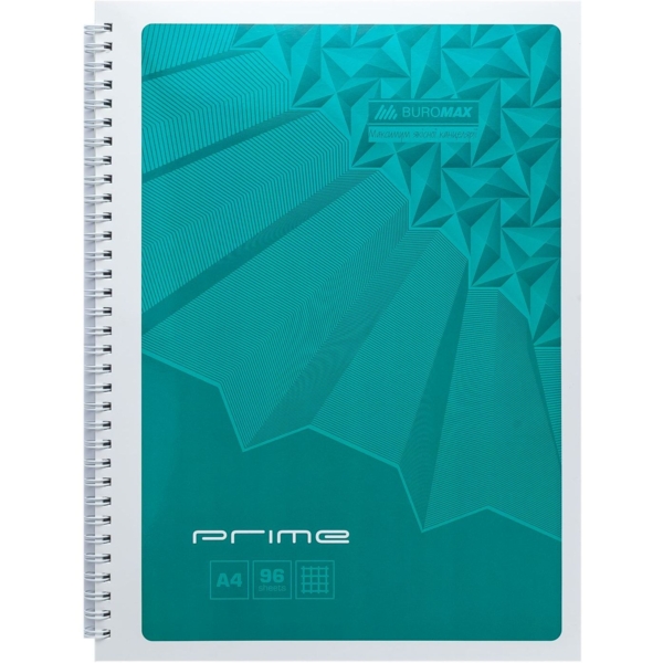 Тетрадь Buromax Prime на пружине А4, 96 листов, бирюзовая (BM.24451101-06) - Pampik