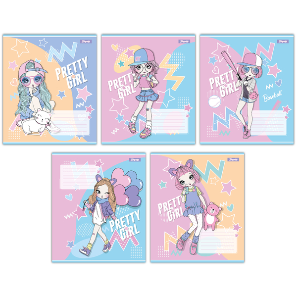 Набір зошитів 1 Вересня Pretty girl А5, в лінію, 12 аркушів, 25 шт. (767221) - Pampik
