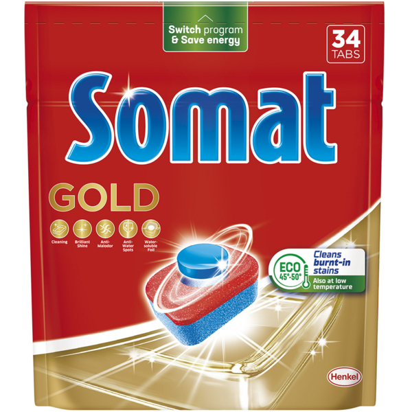 Таблетки для посудомийної машини Somat Gold, 34 шт. - Pampik