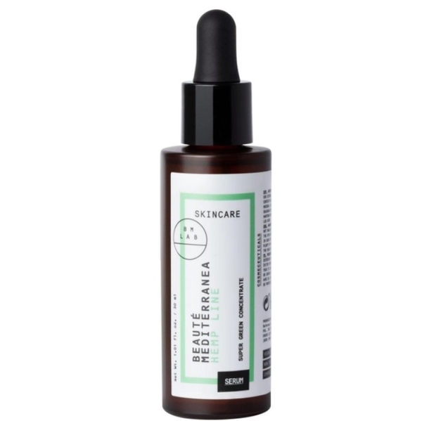 Сироватка-концентрат для обличчя Beaute Mediterranea Super Green Concentrate Serum Hemp Line з олією насіння конопель 30 мл - Pampik