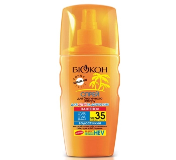 Спрей для безопасного загара Біокон Для детей и взрослых SPF-35 160 мл - Pampik