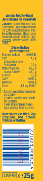 Батончик фруктовый Bebivita Яблоко-банан 25 г - Pampik - 2