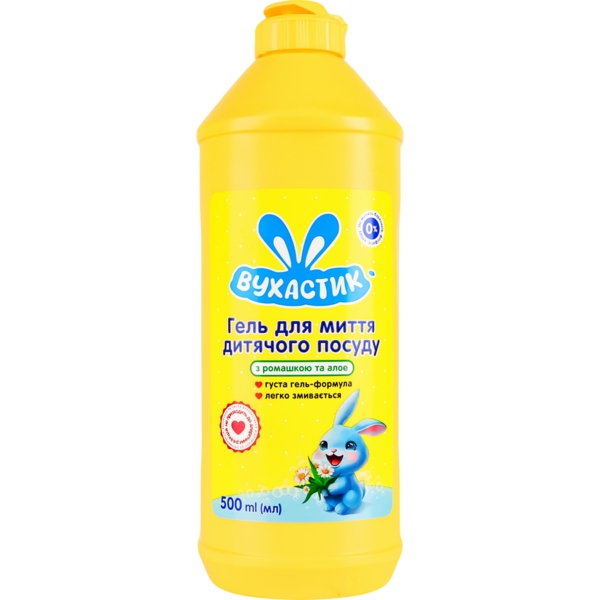 Гель для миття дитячого посуду Вухастик з алое та ромашкою, 500 мл - Pampik