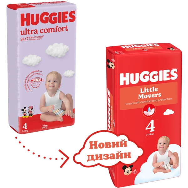 Подгузники на липучках Huggies Little Movers 4 (7-18 кг), 150 шт. - Pampik - 2