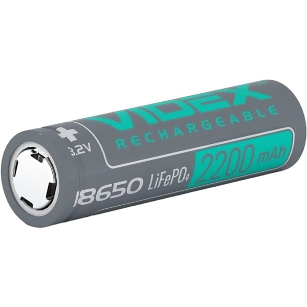 Акумулятор Videx LiFePO4 18650 без захисту 2200 mAh bulk, 1 шт. (18650-LFP/2200/1B) - Pampik