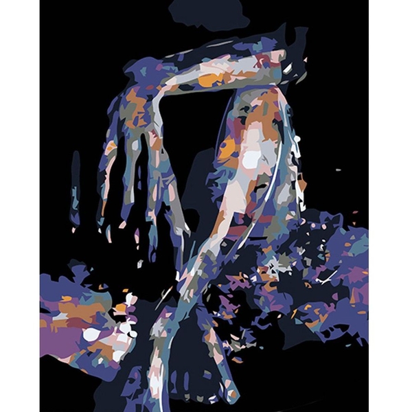 Набір для розпису по номерах Strateg Дівчина в тіні на чорному фоні 40х50 см (AH1038) - Pampik