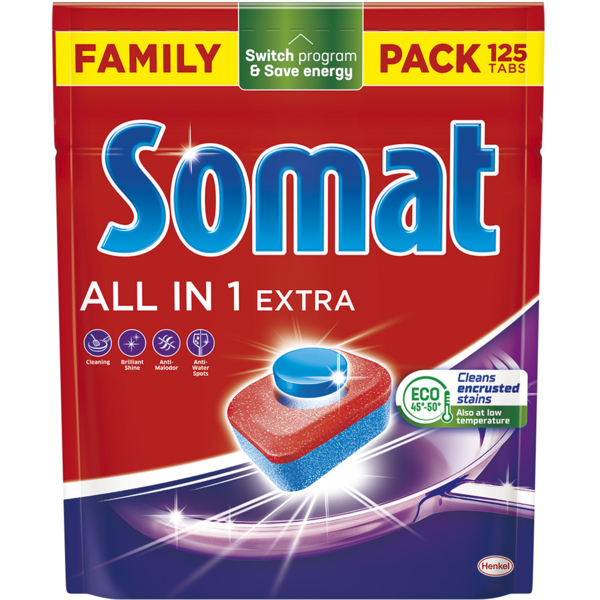Таблетки для посудомийної машини Somat All in 1 Extra, 125 шт. - Pampik