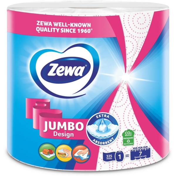 Кухонні рушники Zewa Jumbo Decor, 1 рулон, 325 листів (57138) - Pampik - 2