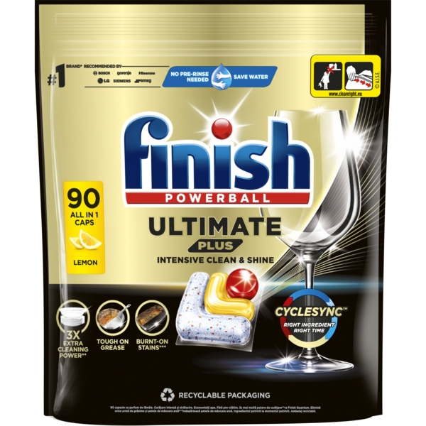 Капсули для посудомийних машин Finish Ultimate Plus All in 1, 90 шт. - Pampik