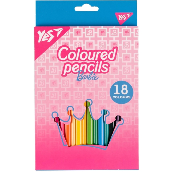 Карандаши цветные Yes Barbie, 18 шт. (290735) - Pampik