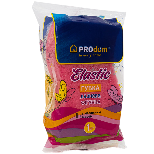 Губка лазнева Prodom Elastik, фігурна, з масажним шаром - Pampik