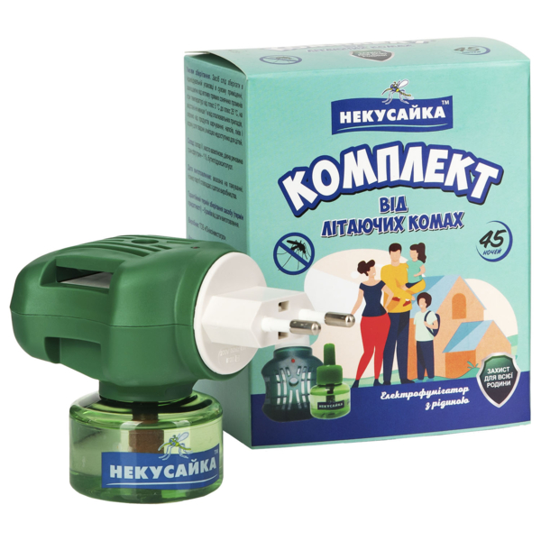 Электрофумигатор с жидкостью Некусайка От летающих насекомых без запаха 45 ночей - Pampik