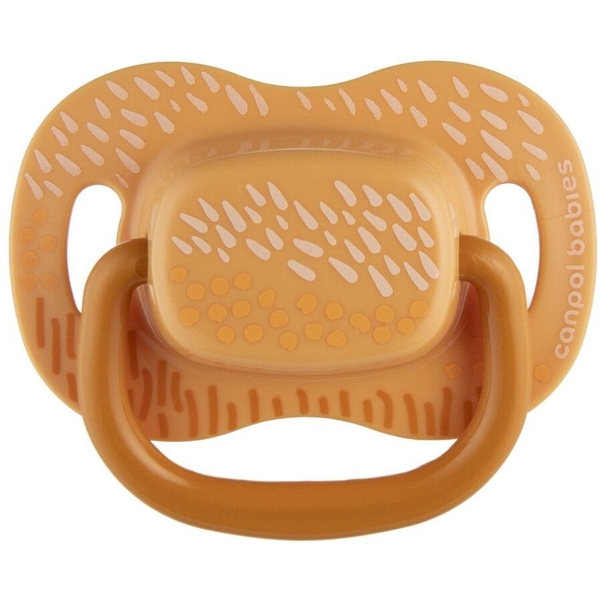 Силиконовая симметричная пустышка Canpol babies Mountains, 0-6 месяцев, 2 шт., желтый (34/930_yel) - Pampik - 2
