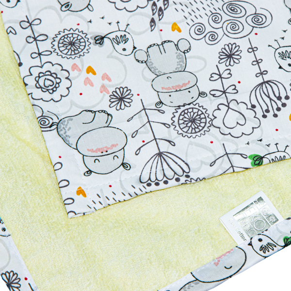 Пелюшка непромокальна Еко Пупс Eco Cotton Бегемотики-пташки, 50х70см, білий з сірим (EPG10N-5070-1) - Pampik - 2