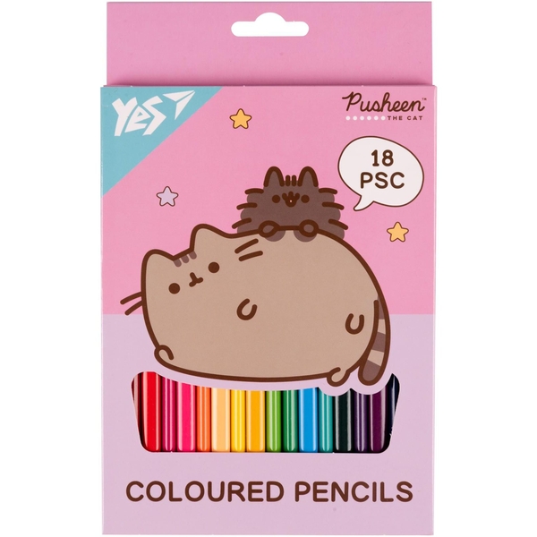 Олівці кольорові Yes Pusheen, 18 шт. (290733) - Pampik