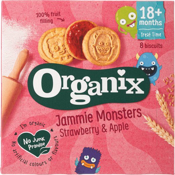 Печенье Organix Джемми Монстр органическое, с 18 месяцев, 64 г (8 шт. по 8 г) - Pampik