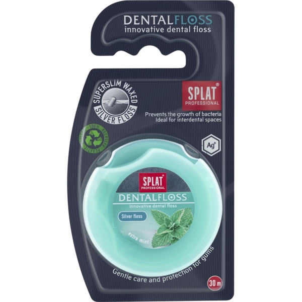Нитка зубна Splat Professional Dental Floss Mint & Silver з волокнами срібла та м'ятою, 30 м - Pampik - 2