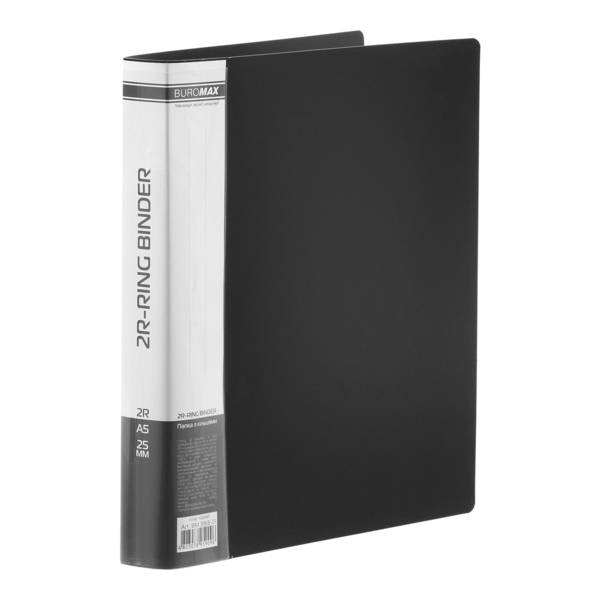 Папка пластиковая А5 Buromax Professional 2 R-образных кольца в ассортименте черная (BM.3168-01) - Pampik