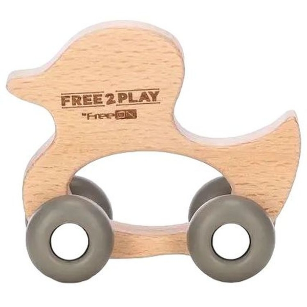 Деревянная игрушка FreeON утка на силиконовых колесах (46279) - Pampik