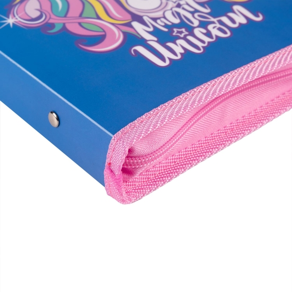 Папка для тетрадей YES Glamour пластиковая на молнии, В5, синяя (492206) - Pampik - 2