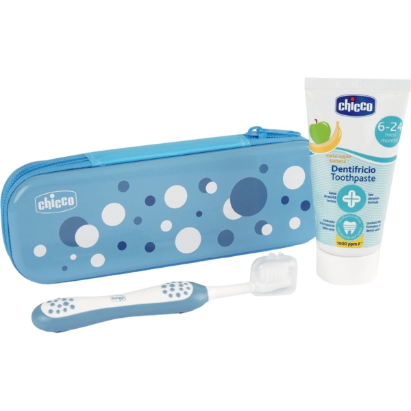 Дорожній набір Chicco: зубна щітка + зубна паста 50 мл, блакитний - Pampik