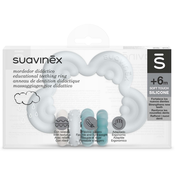 Прорізувач силіконовий Suavinex Step 3, з брязкальцем, блакитний (401441) - Pampik - 2