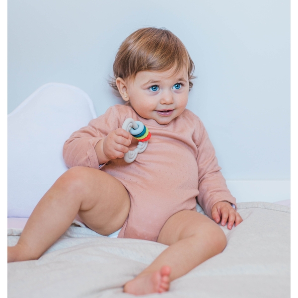 Прорізувач силіконовий Suavinex Step 3, з брязкальцем, блакитний (401441) - Pampik - 3