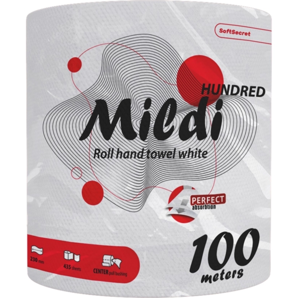 Бумажные полотенца Mildi Hundred двухслойные, 100 метров - Pampik