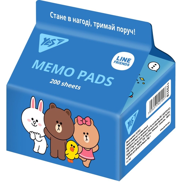 Бумага для записей Yes Tetra Pak Line Friends 7х7.5 см 200 листов (170318) - Pampik