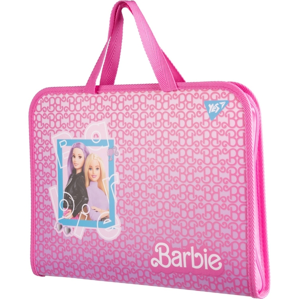 Папка-портфель Yes Barbie FC на блискавці, з тканинними ручками, рожева (492240) - Pampik - 2