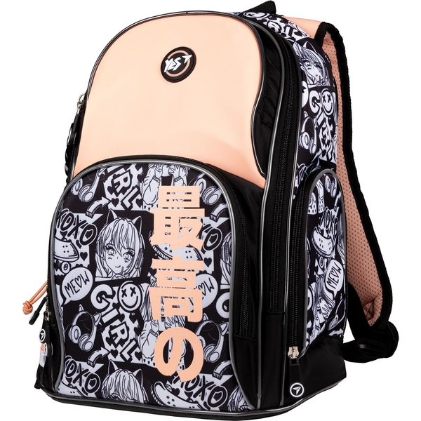 Рюкзак школьный Yes S-100 Anime полукаркасный, черный с персиковым (559579) - Pampik