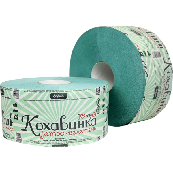 Туалетний папір Кохавинка Велетень одношаровий, 900 відривів, зелений - Pampik - 2