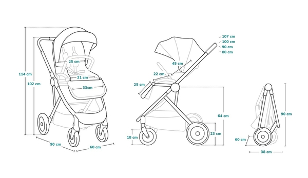 Універсальна коляска Lionelo Amber 2 в 1, Black Onyx - Pampik - 21