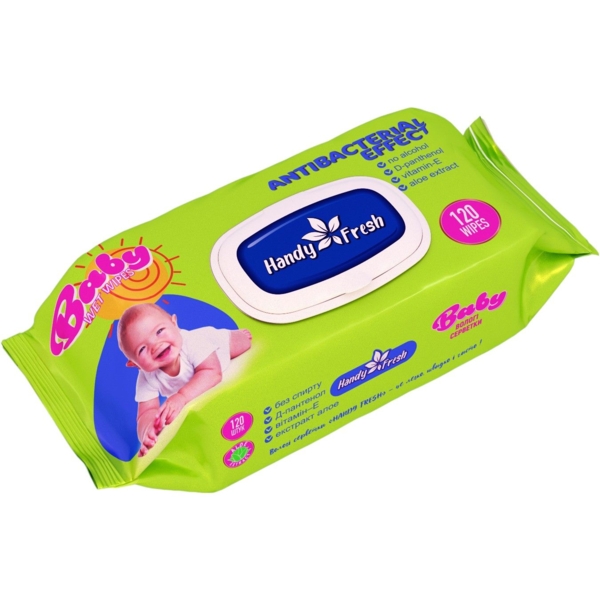 Влажные салфетки Handy Fresh baby antibacterial, 120 шт. - Pampik