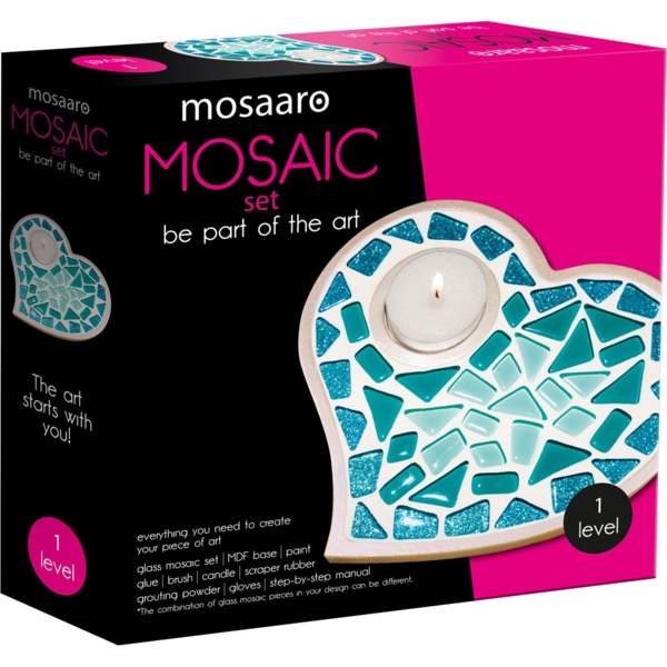 Набір для творчості Mosaaro Мозаїка кришталеве скло Підсвічник Серце (MA1011) - Pampik