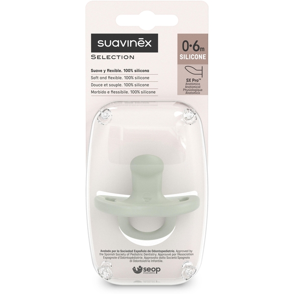 Пустышка Suavinex Colour Essence силиконовая анатомическая, 0-6 месяцев, зеленый (308084) - Pampik - 3