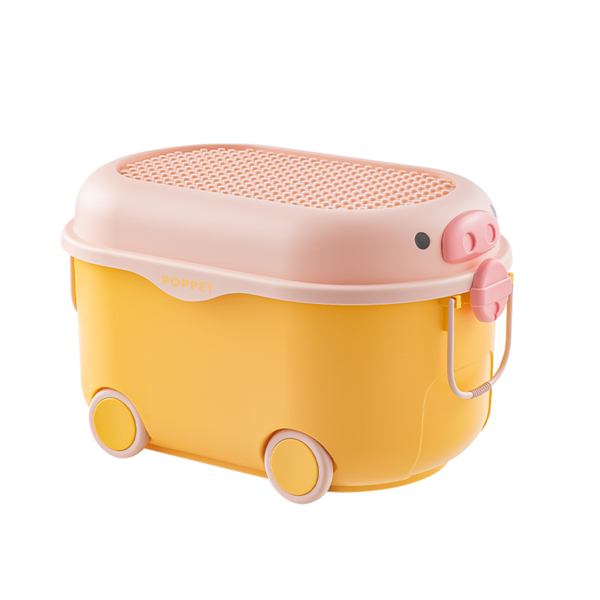 Многофункциональный ящик для хранения игрушек Poppet Свинка Йеллоу на колесах, средний (PP-002Y-M) - Pampik