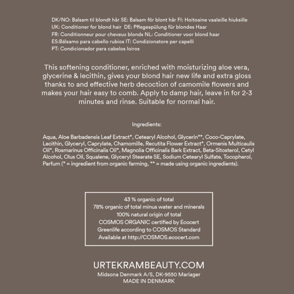 Органічний кондиціонер Urtekram Camomile для світлого волосся, 180 мл - Pampik - 2