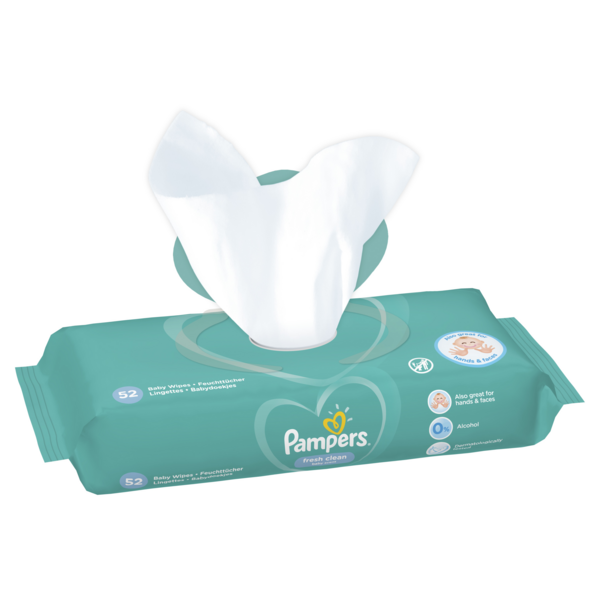 Дитячі вологі серветки Pampers Fresh Clean, 624 шт. (12 уп. по 52 шт.) - Pampik - 3
