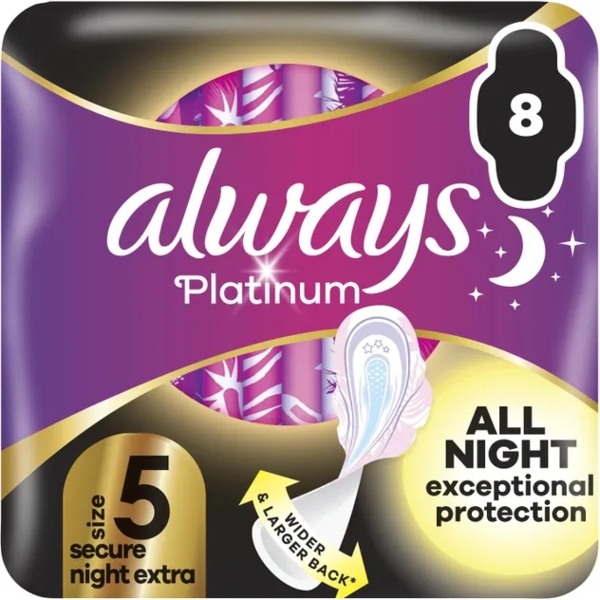 Прокладки гігієнічні Always Platinum Secure Night Extra, 8 шт. - Pampik