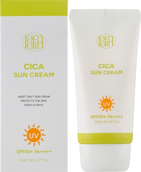 Заспокійливий сонцезахисний крем для обличчя з центелою Lamelin Cica Sun Cream SPF 50+ PA++++ 70 мл - Pampik - 2