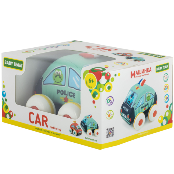 Игрушка текстильная Baby Team Машинка Полиция (8420) - Pampik - 5